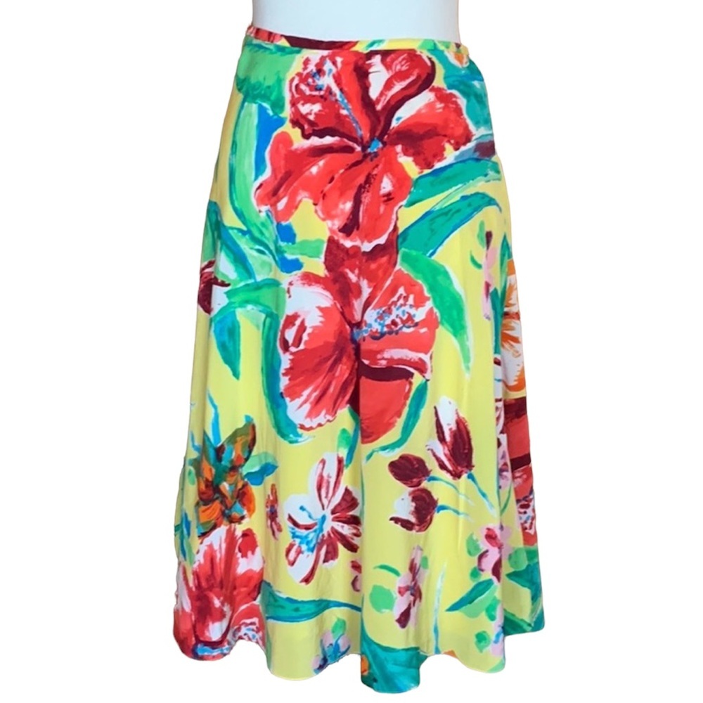 Ralph Lauren Purple Label Floral A-Line Skirt - Red, Green, Yellow